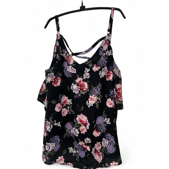 TORRID | 1 = 14/16  | Sleeveless Top Blouse Tank Dark Floral Womens Plus Size - Picture 10 of 13